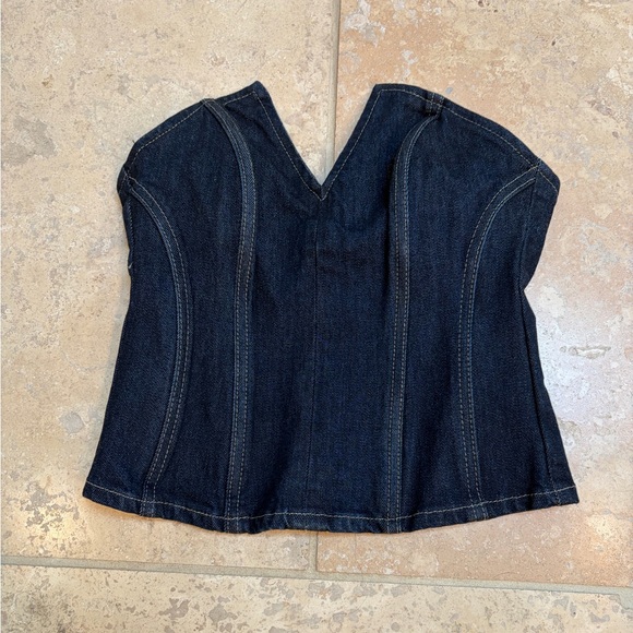 Zara Tops - Zara Women’s Dark Denim Corset-Style Strapless Top